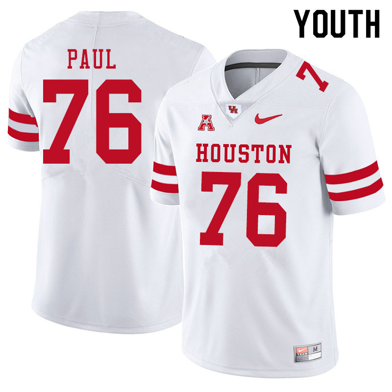 Youth #76 Patrick Paul Houston Cougars College Football Jerseys Sale-White - Click Image to Close
